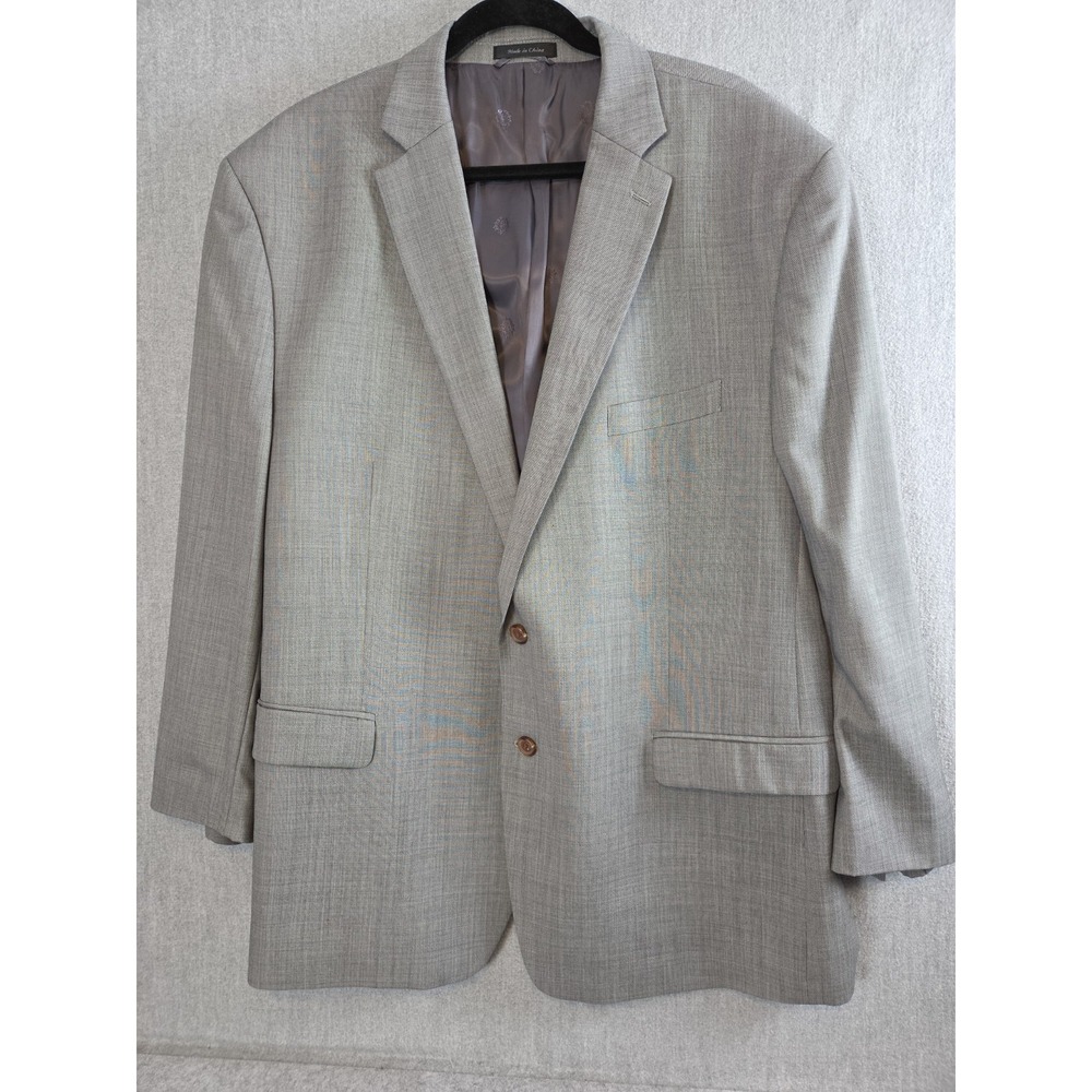 Lauren Ralph Lauren 50R Gray Plaid Suit Jacket Sport Coat Wool Lined Dressy